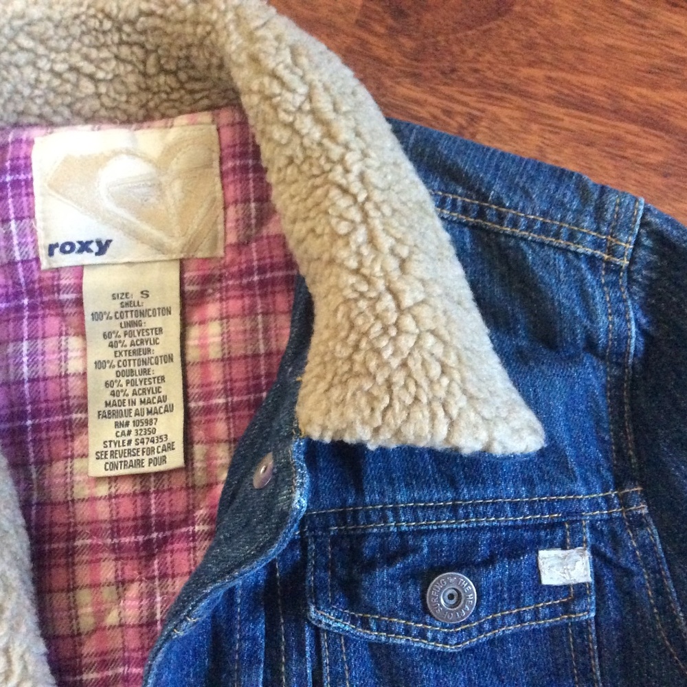 EUC Roxy Quilted Flannel-Lined Denim Jean Jacket S